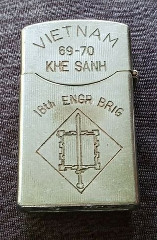 Vintage Rare Noble Windproof Lighter " Vietnam 1969 - 70 Khe Sanh 18th Engr Brig