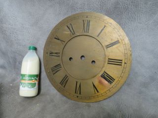 A Large 13 Inch Circular Brass Long Case Dial With Removable Inner Plate