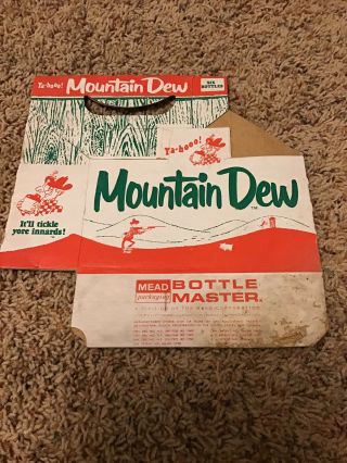 Vintage Mountain Dew Hillbilly Cardboard 6 Bottle Carrier Ya - Hooo Pig Outhouse