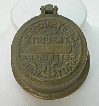 Awesome Vintage Metrometer Co.  Trident Water Meter York Brass Trinket Box