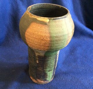Vintage Studio Pottery Ceramic Vase Mark Signed Mcm Brutalist Earthgender