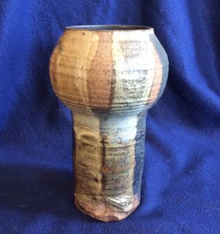 Vintage Studio Pottery Ceramic Vase Mark Signed MCM Brutalist Earthgender 2