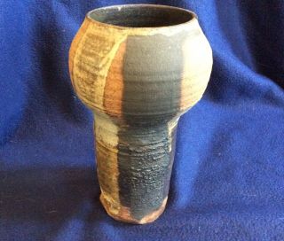 Vintage Studio Pottery Ceramic Vase Mark Signed MCM Brutalist Earthgender 3