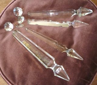 Vintage Antique Victorian Chandelier Prisms Joblot Glass Crystal Lamp Large X 4