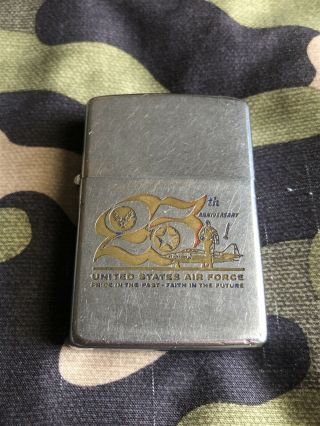 1972 Vintage Zippo Lighter 25th Anniversary United States Air Force Military