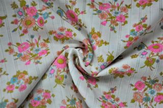 Vintage Pointelle Floral Fabric 3 Yards Cotton Blend