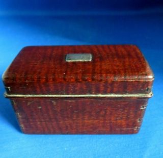 Antique 19thc Treen Snuff Box With Silver Plaque C1830