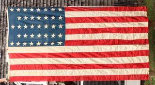 19thc Antique Western Colorado,  38 Star American Flag1870s,  6x8ft,