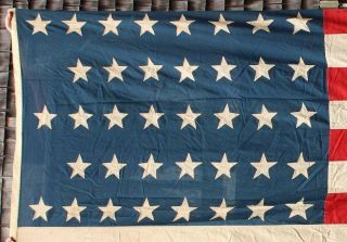 19thC Antique Western Colorado,  38 Star American Flag1870s,  6x8ft, 3