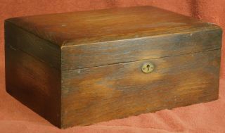 Antique Arts Crafts Vintage Dark Oak Box Cigar Tobacco Humidor Finish