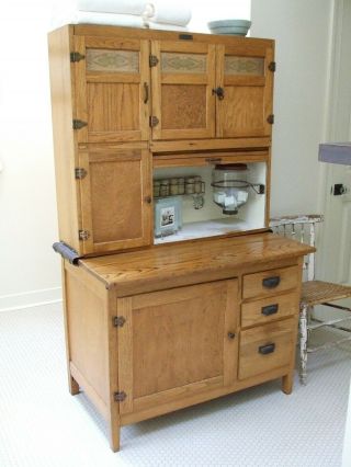 Antique Oak Hoosier Cabinet By Mcdougall,