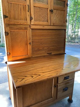 Antique Oak Hoosier Cabinet by McDougall, 3
