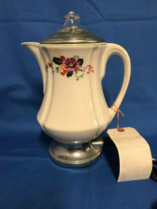 Vintage/antique Royal Rochester Floral Electric Coffee Percolator