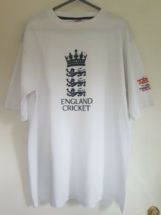 Vintage Rare Mens Icc World Twenty20 England 09 Cricket White T Shirt Top,  Xl