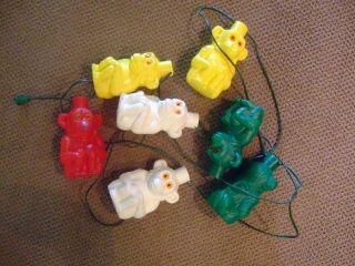 Vintage Plastic Blow Mold 7 Monkey String Patio Party Lights Noma W/box