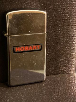 Vintage Zippo Slim Lighter Flat Bottom No Dots Hobart