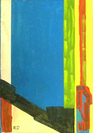 Vintage Abstract Acrylic On Canvas Richard Diebenkorn Modern Art 20th Century