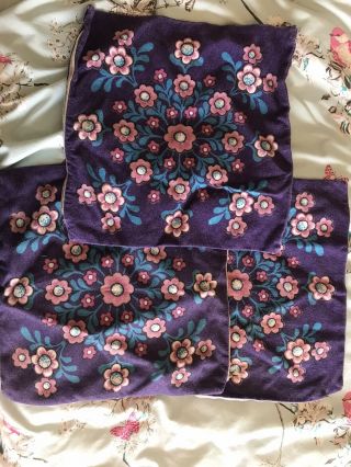 Vintage 60s 70s Groovy Psych Flower Power Cushion Covers Purple Three