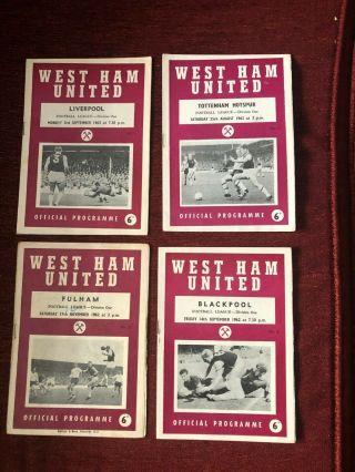 4 X West Ham Vintage Programmes 1962/63