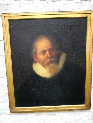 Antique Old Master Oil Painting Attributed To Rembrandt