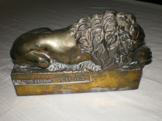 Vtg “antonio Canova 1757 - 1822” Bronze Brass Lion Sculpture Paperweight