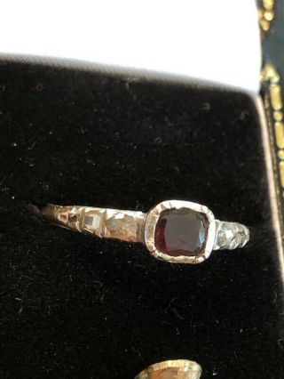 Antique Georgian Garnet & Diamond Ring - Size 6.  5