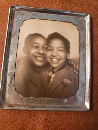 Vintage African - American Photomatic Photo Old Black Americana Two Happy Boys