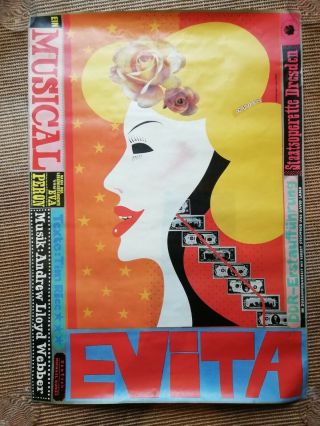 Vintage Evita The Musical Poster - Dresden,  Germany (rare)