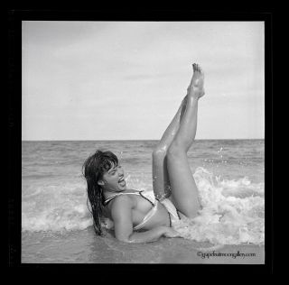 Bettie Page 1954 Camera Negative Photograph Bunny Yeager Romp In The Surf Fun NR 2