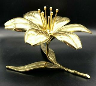 Vintage Brass Lotus Flower Ashtray,  Removable Petals,  Use Mid - Century Bridge