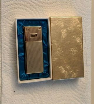 Vintage G.  S.  King Butane Gas Lighter Gold Tone Box Japan Made