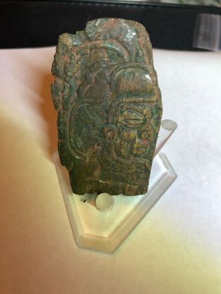 Authentic Jade Pre Columbian Mayan Pendant Carved Pendant Effigy 2.  65 " X 1.  5 "