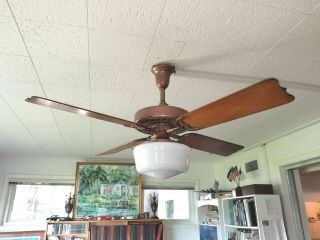 100 Year Old Gilded Copper Hunter C17 Antique Electric 52 Ceiling Fan - Vintage -