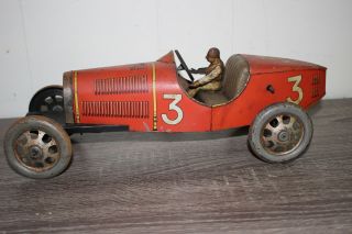 Antique France JEP 3 BUGATTI OPEN WHEEL RACER Tin Litho Wind Up Toy 2