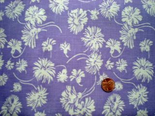 White Floral On Purple Full Vtg Feedsack Quilt Sewing Dollclothes Craft Fabric
