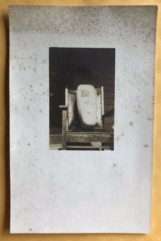 Vintage Post Mortem Deceased Baby In Coffin Casket Real Picture Postcard