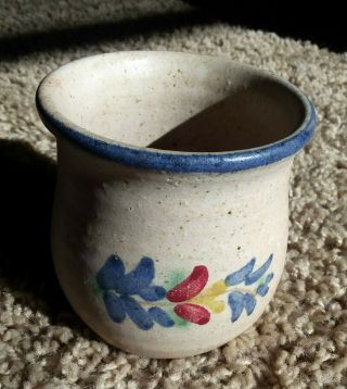 Berkshire Pottery Tan Blue Vase Pot Jug Handthrown Art Studio Vintage 3 "