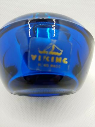 Vintage Mid Century Viking Glass Table Lighter Dark Blue With Sticker 2