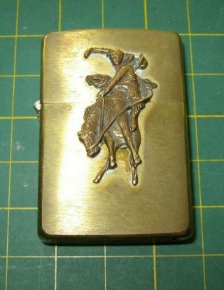 Vintage Brass Zippo Lighter Marlboro Man Horse Cowboy