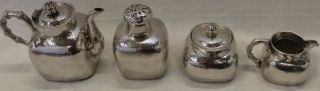 Chinese Export Silver 4 Piece Tea Service