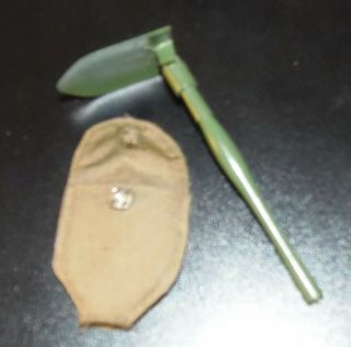 Vintage GI Joe Folding Trench Shovel w Green Canvas Case Rare 3