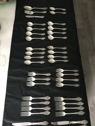 Service For 8 Florentine Lace - Reed And Barton Sterling Silver Flatware Set 44p