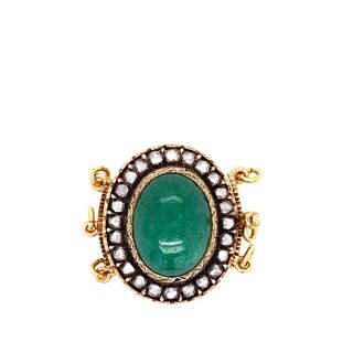 18k Gold Antique Victorian Jade Rose Cut Diamond Multi Strand Necklace Clasp