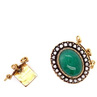 18k Gold Antique Victorian Jade Rose Cut Diamond Multi Strand Necklace Clasp 2