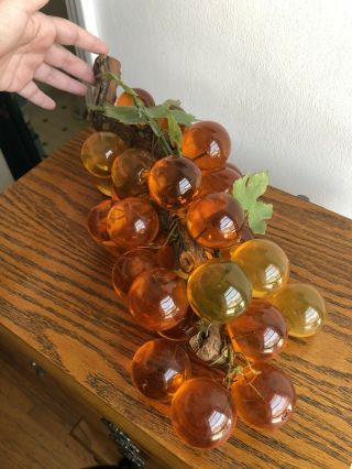 Vintage Mid Century Modern Lucite/Acrylic Cluster of Grapes - Shades of Amber 2