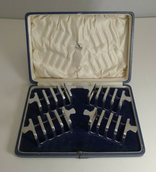 Boxed Set Four Art Deco Sterling Silver Toast Racks By Mappin And Webb - 1937