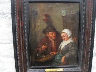 Antique Old Master Oil Painting Attributed To Adriaen Van Ostade (1610 - 1685