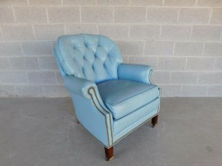 Hancock Moore Regency Style Tufted Back Leather Arm Chair