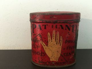 Vintage Empty Pat Hand Pocket Tobacco Tin - Antique - Advertising