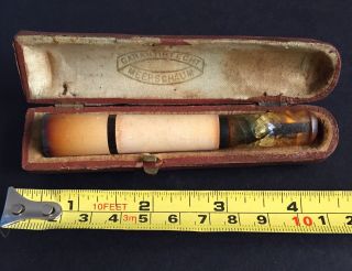 Antique Amber & Meerschaum Cigar Holder In Case 4